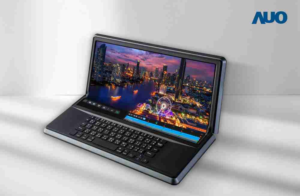 尊龙集团14.6吋Micro LED折迭显示屏幕，，搭配半径4mm的弯折绞炼，，以及高画素、、、高亮度、、高对比度的显示技术特点，，即便在大视角下仍保有绝佳色相与亮度